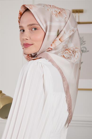 GÜLBAHÇESİ TWİLL İPEK EŞARP BEJ 