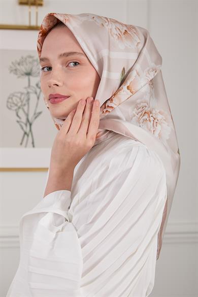 GÜLBAHÇESİ TWİLL İPEK EŞARP BEJ 