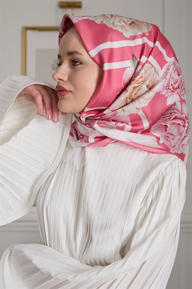 GÜLBAHÇESİ TWİLL İPEK EŞARP PEMBE 