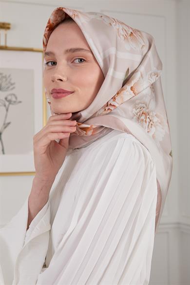 GÜLBAHÇESİ TWİLL İPEK EŞARP BEJ 