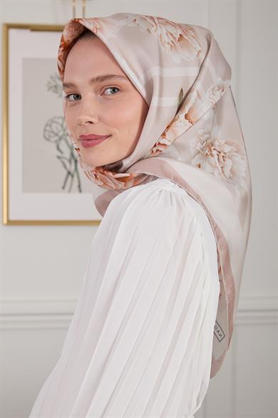 GÜLBAHÇESİ TWİLL İPEK EŞARP BEJ 