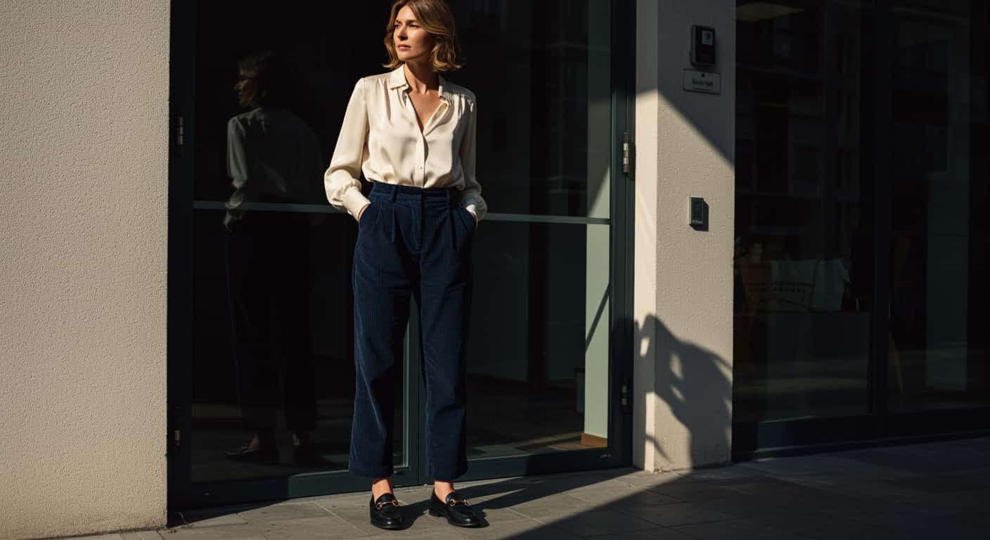 Ofis Şıklığında Kadife Pantolon Kombinleri