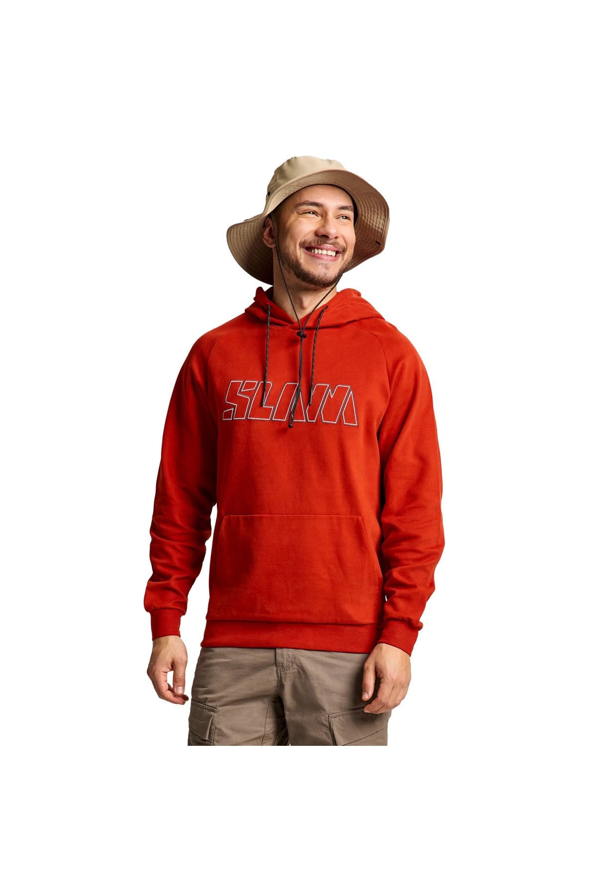 Logo Hoodie Erkek Bej Sweatshirt
