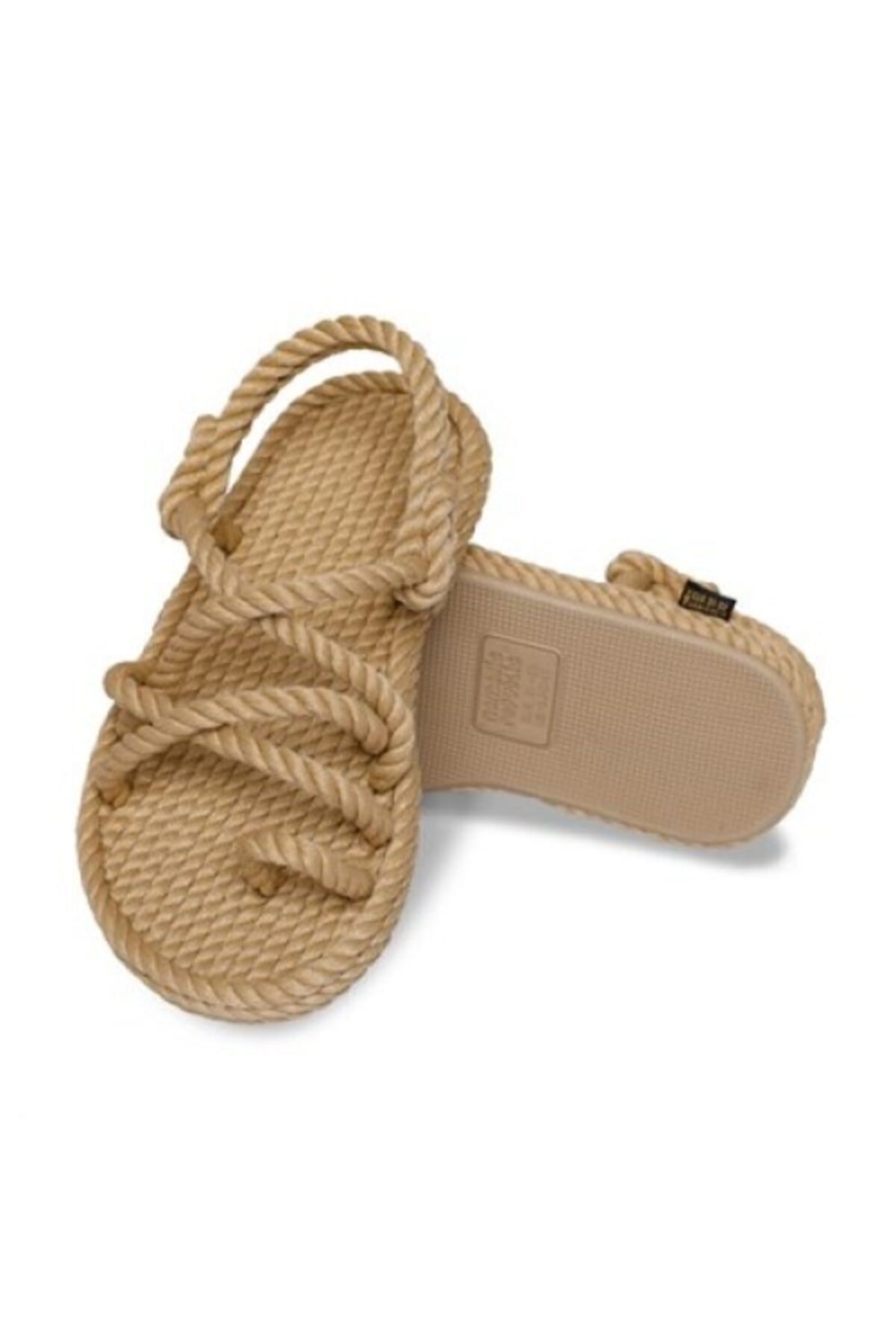 Unisex Çocuk Bej Hasır Sandalet