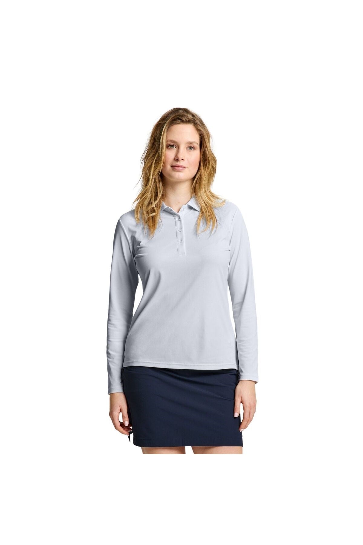 Ws Tech Pique Polo Ls Kadın Gri Tişört KADIN T-SHIRT A908004S01