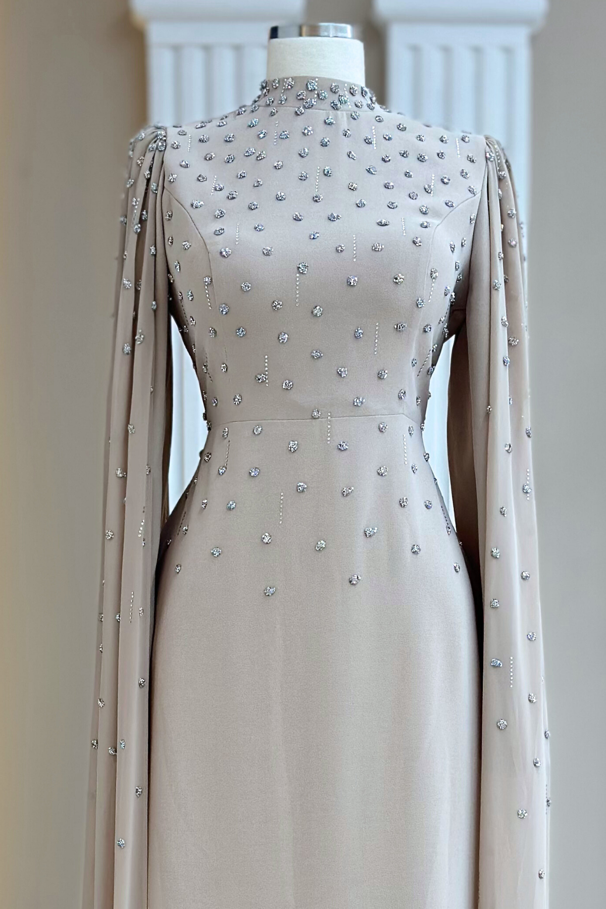 Afra Abiye Elbise Bej