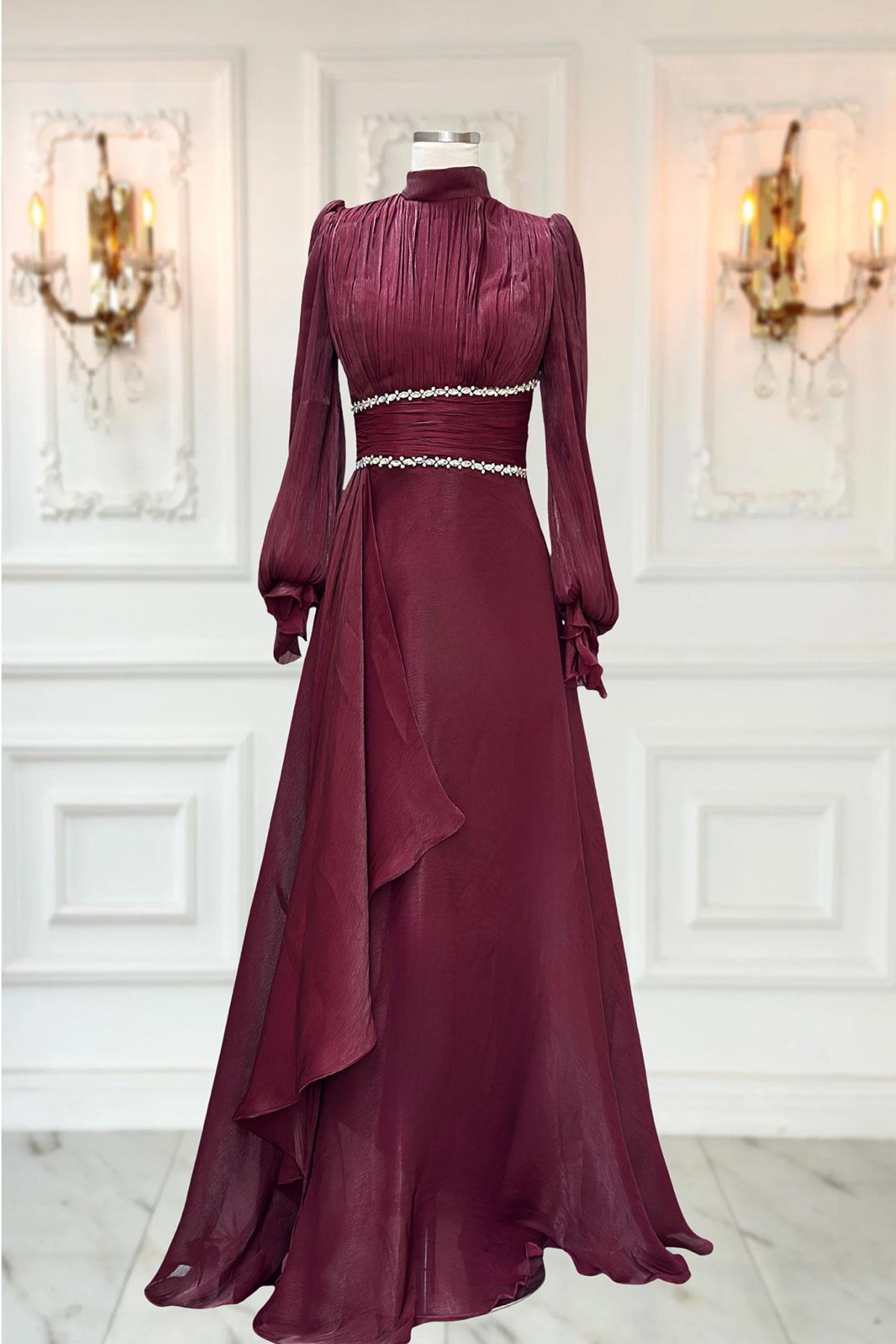 Alize Abiye Elbise Bordo