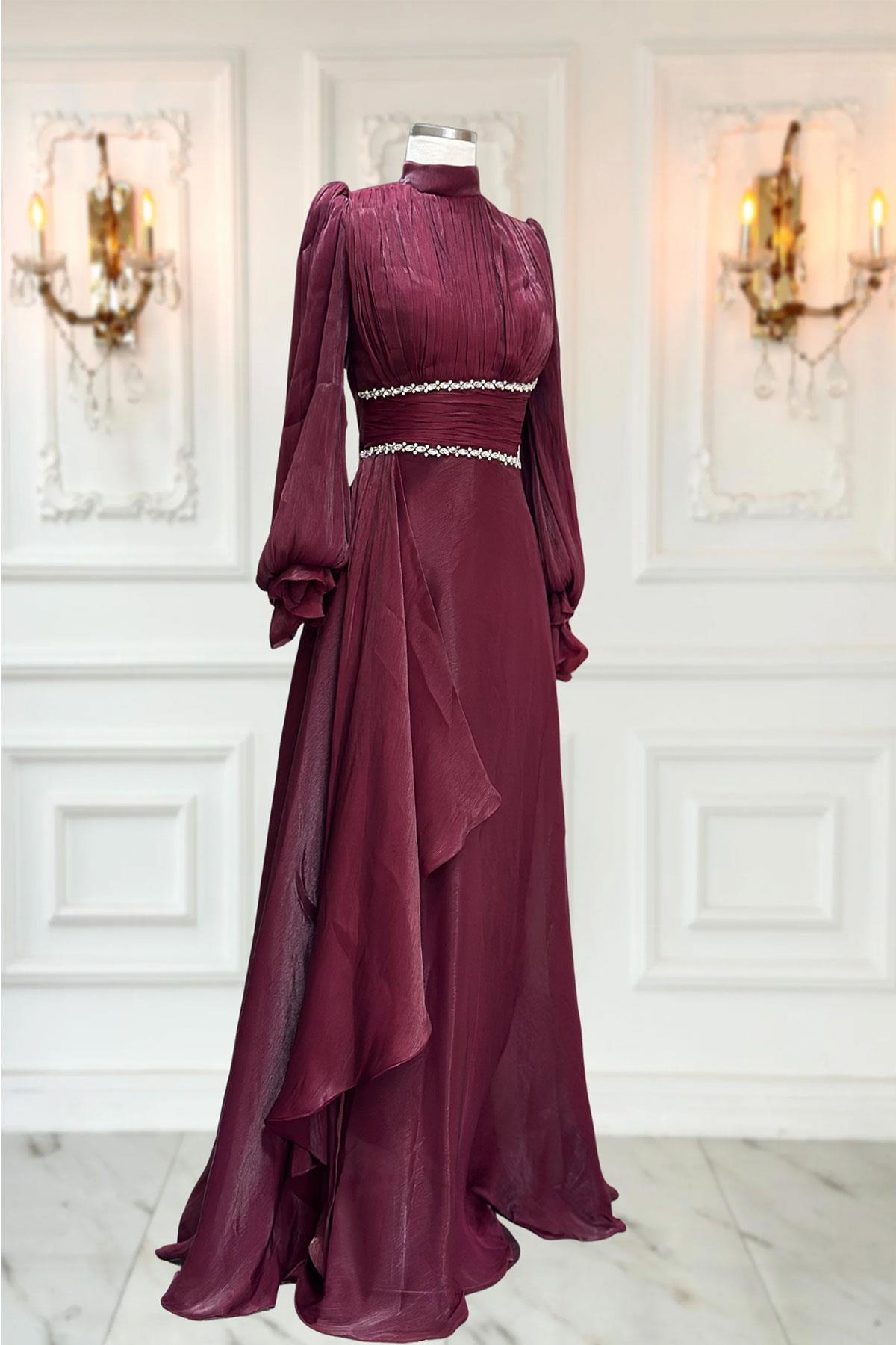 Alize Abiye Elbise Bordo