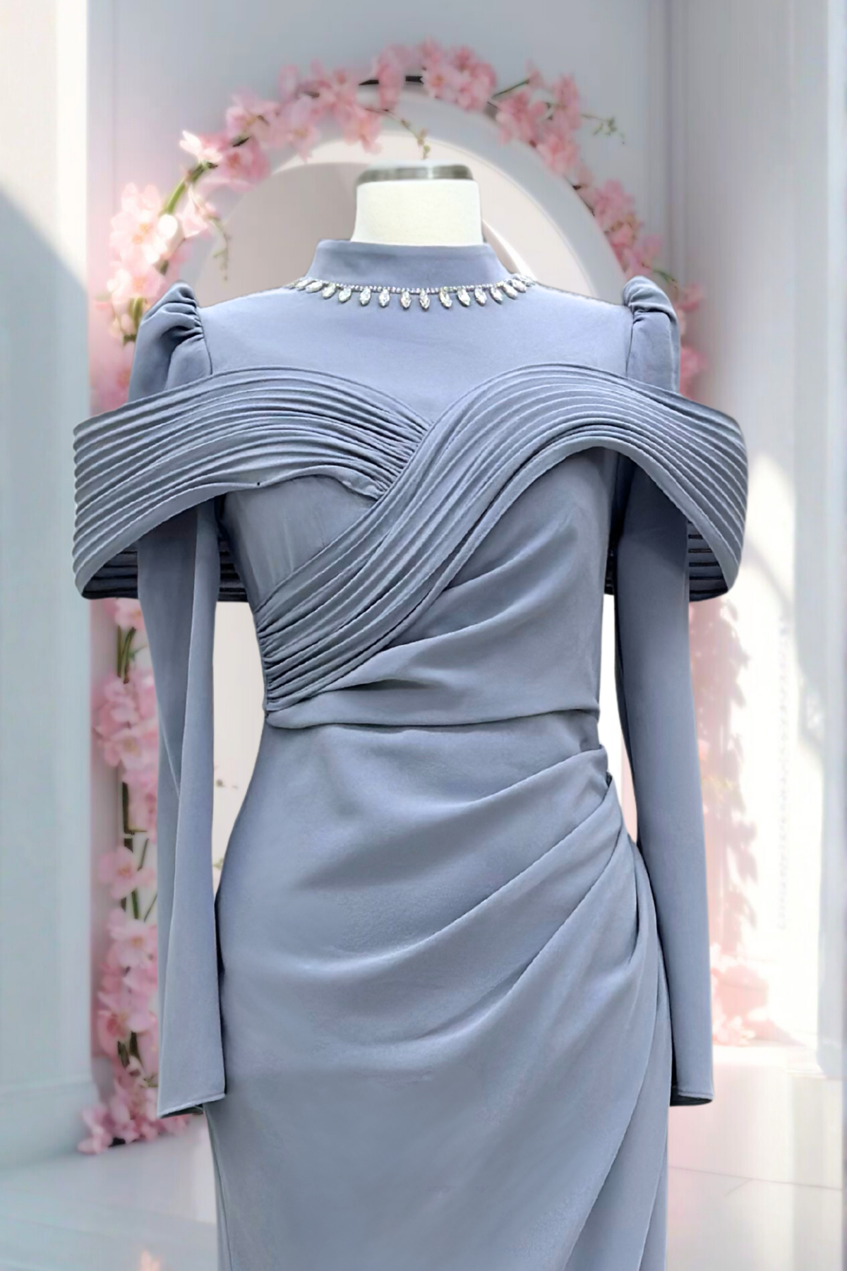 Amine Hüma Dila Abiye Elbise Gri