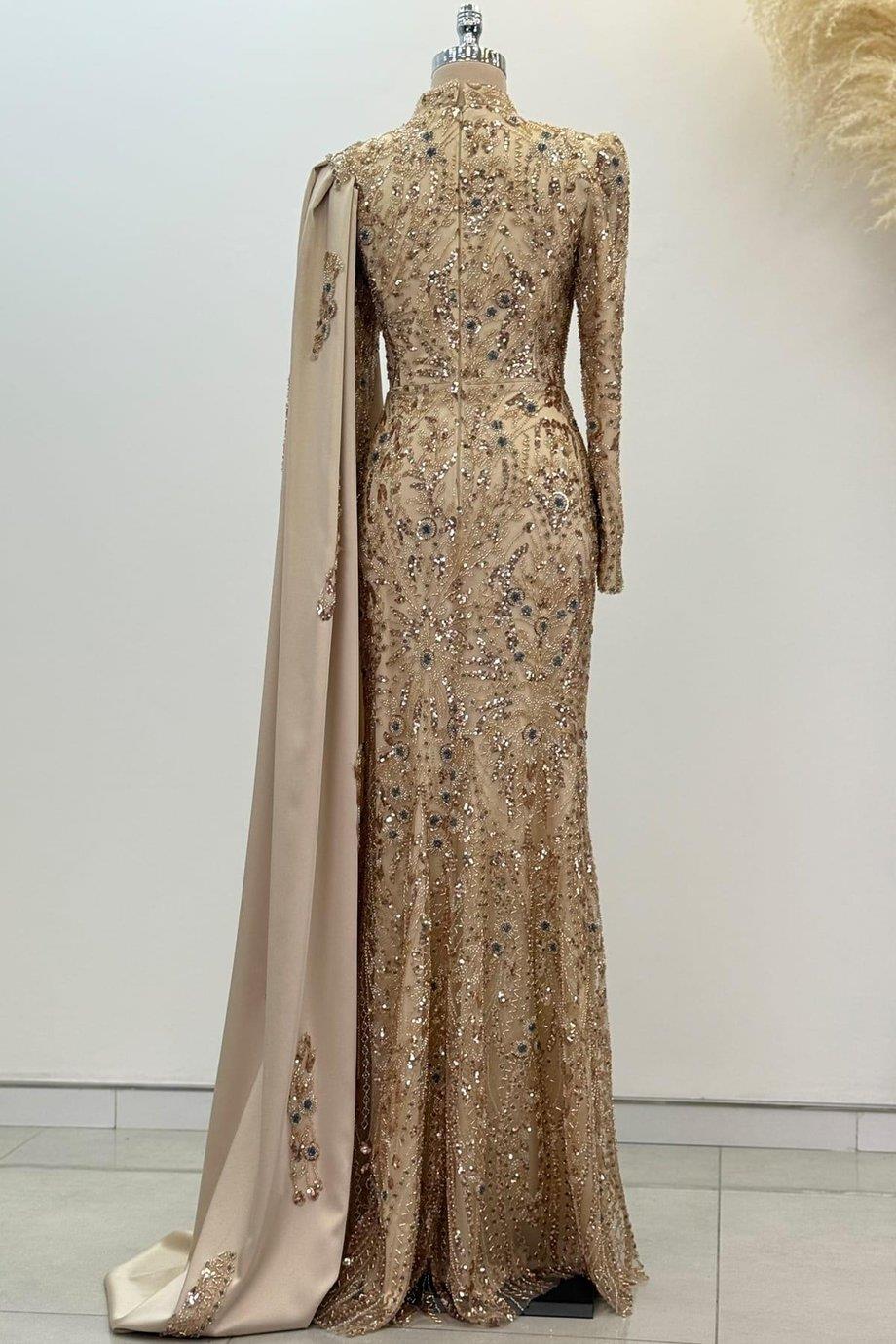 Anabel Tesettür Abiye Gold