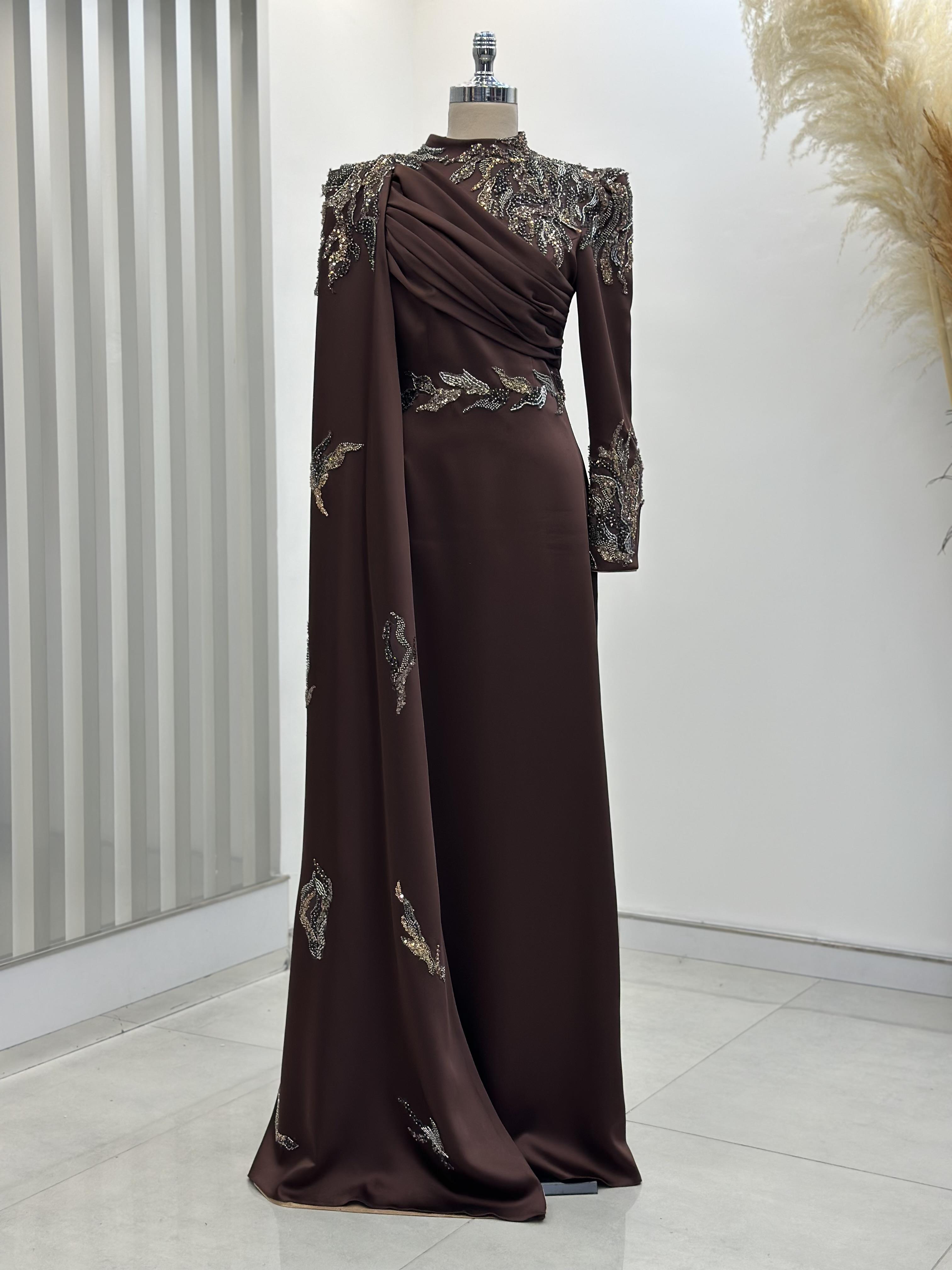 Garnili Abiye Kahve