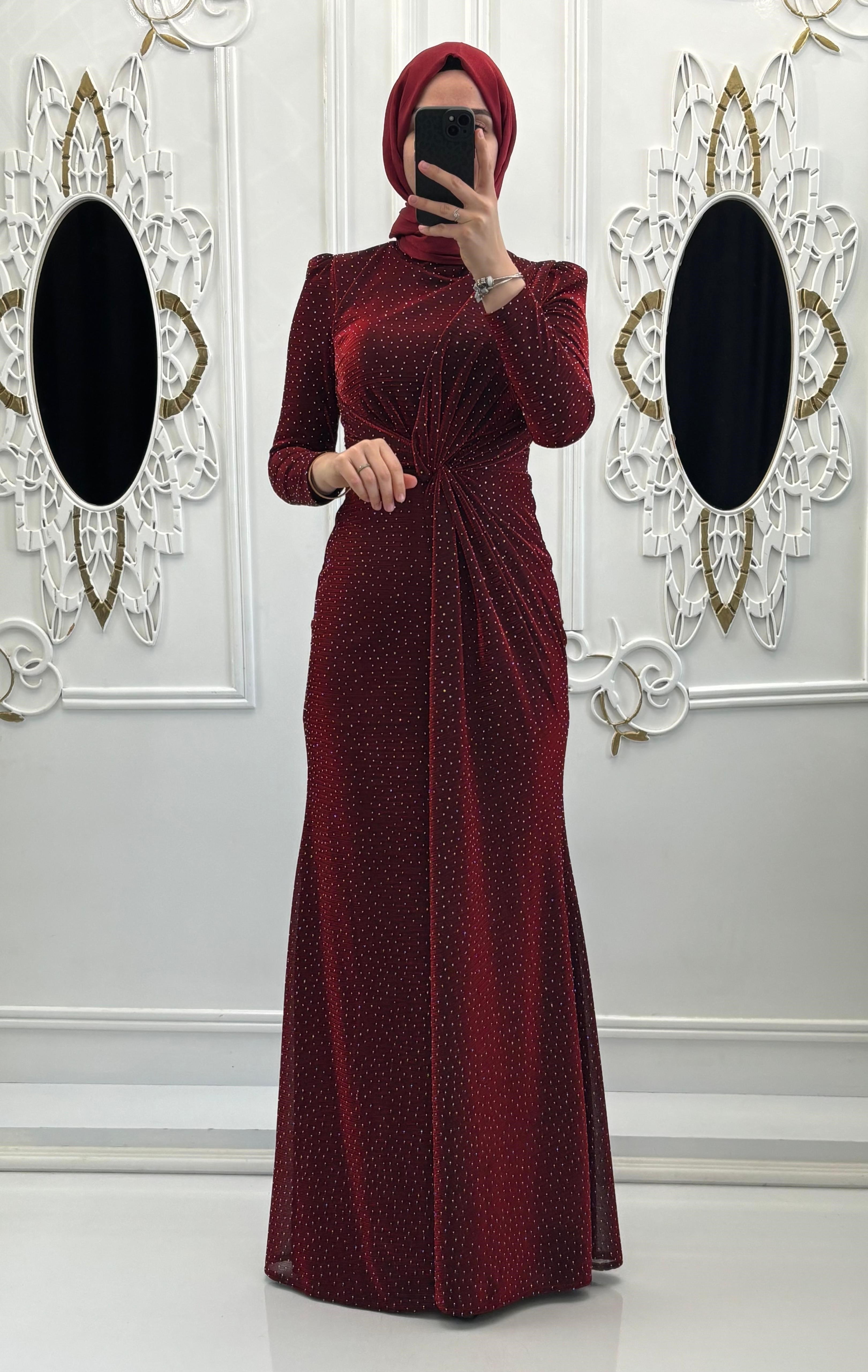 Işık Abiye Bordo