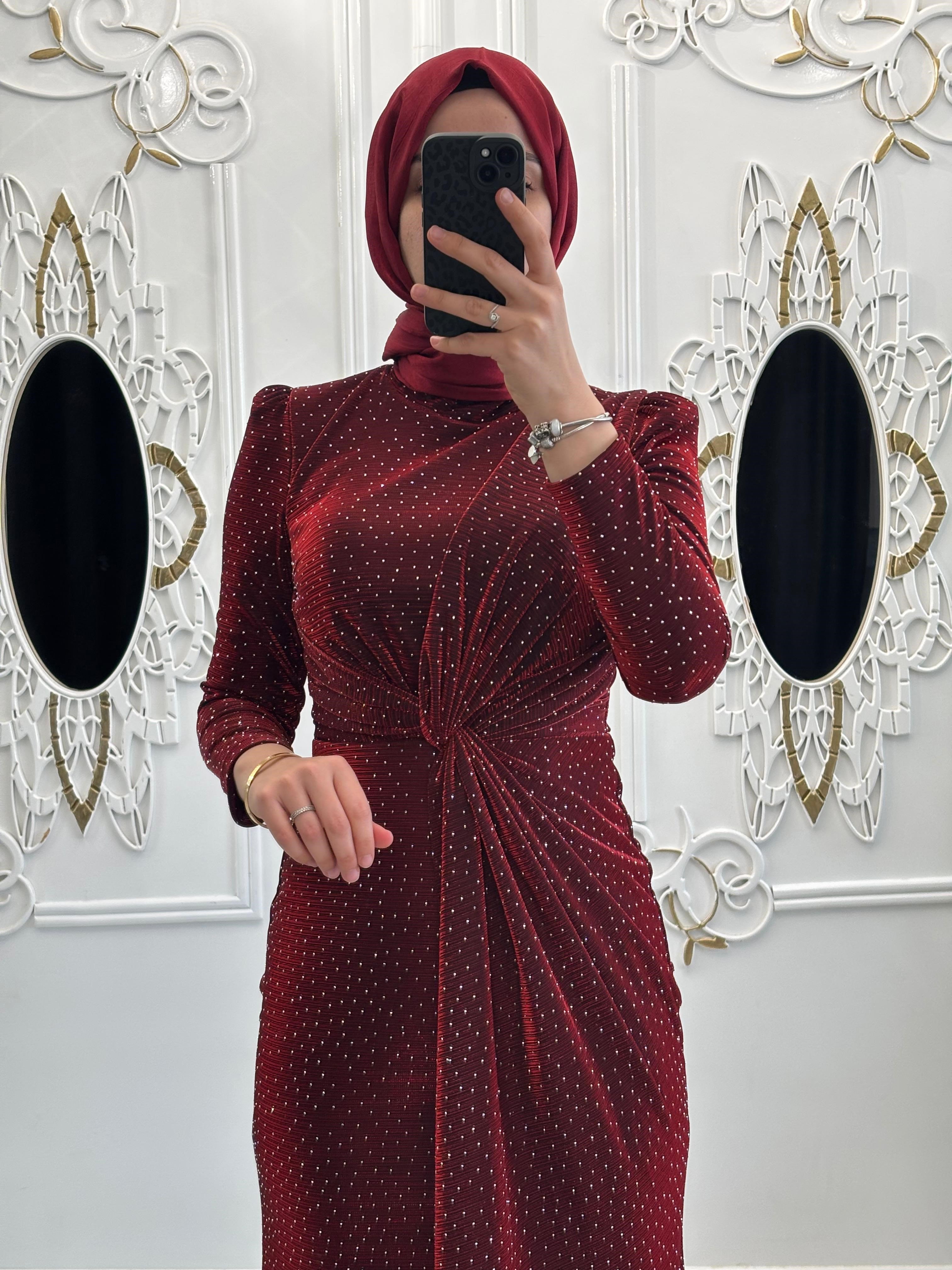 Işık Abiye Bordo