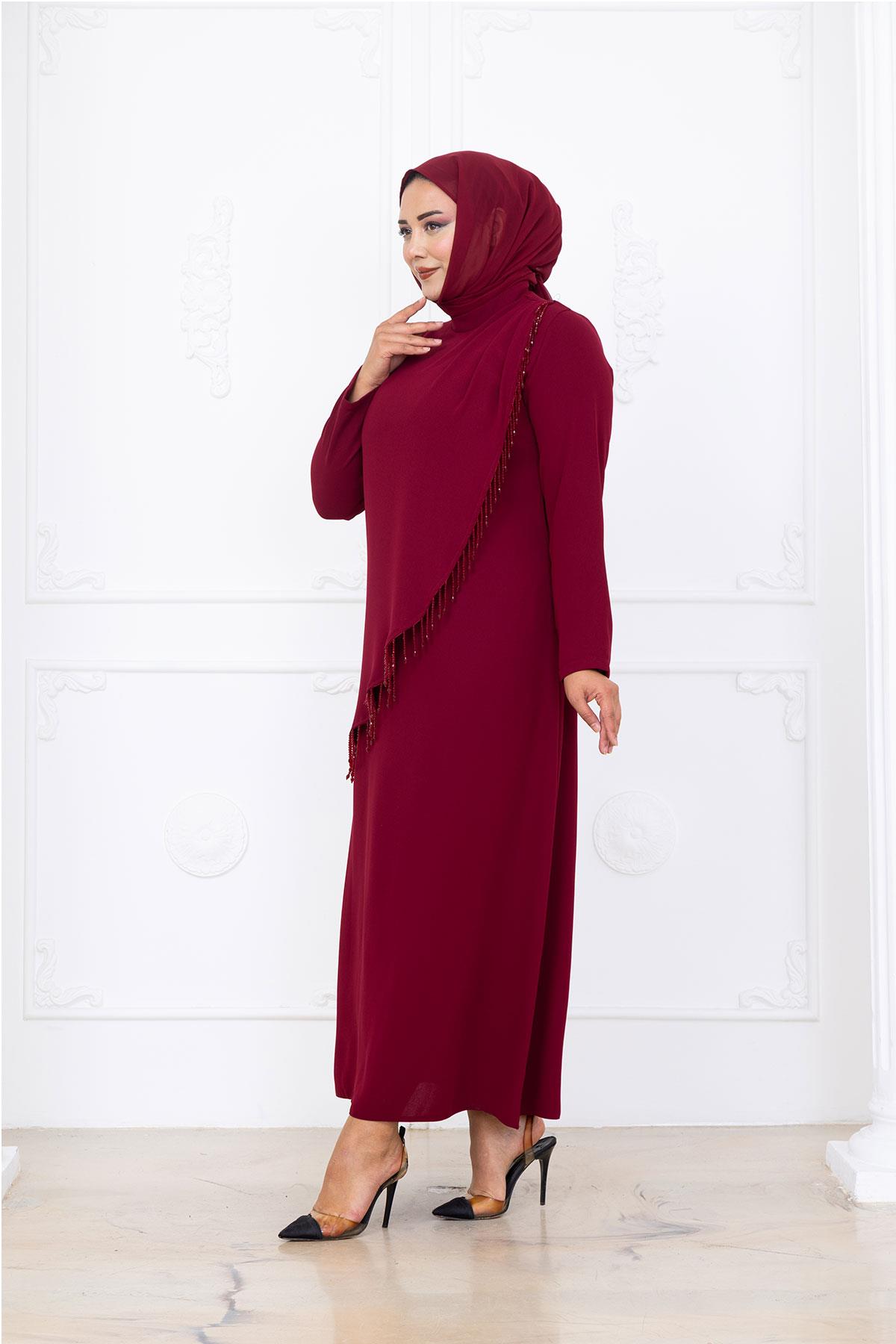 Melek Abiye Elbise Bordo