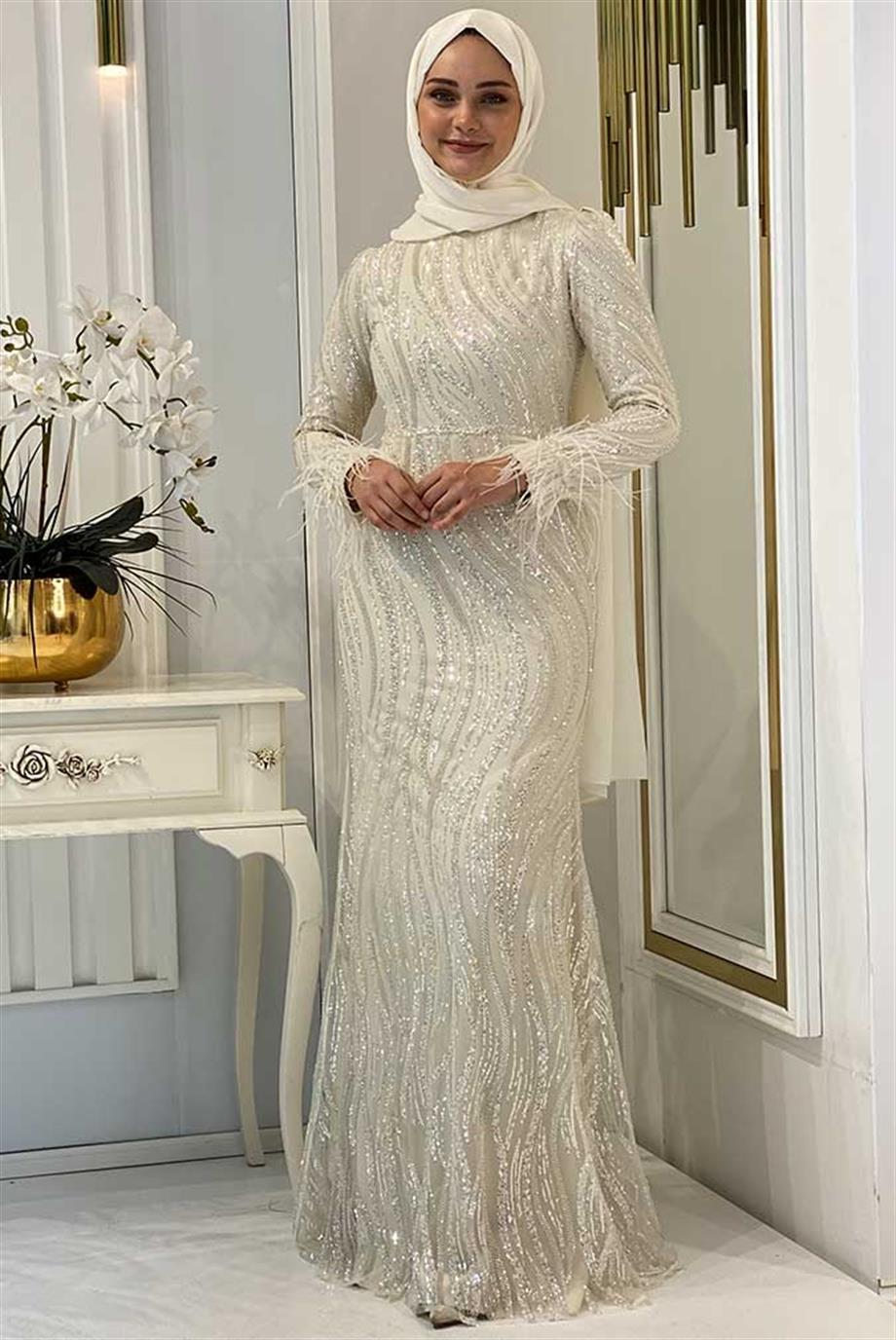 Pınar Şems Ensar Abiye Ekru