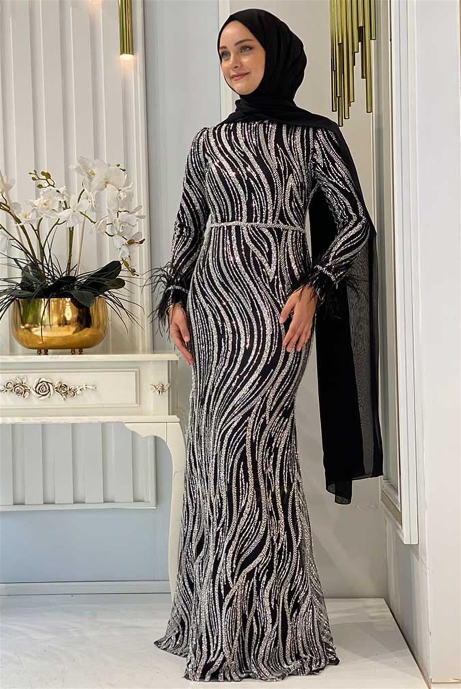 Pınar Şems Ensar Abiye Siyah