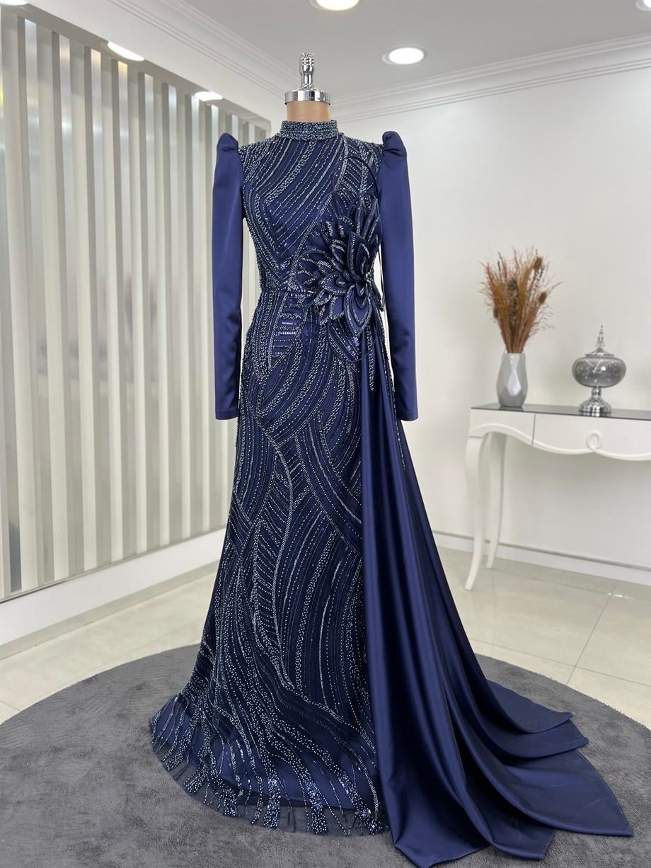 Ranazen Yaprak Abiye Lacivert