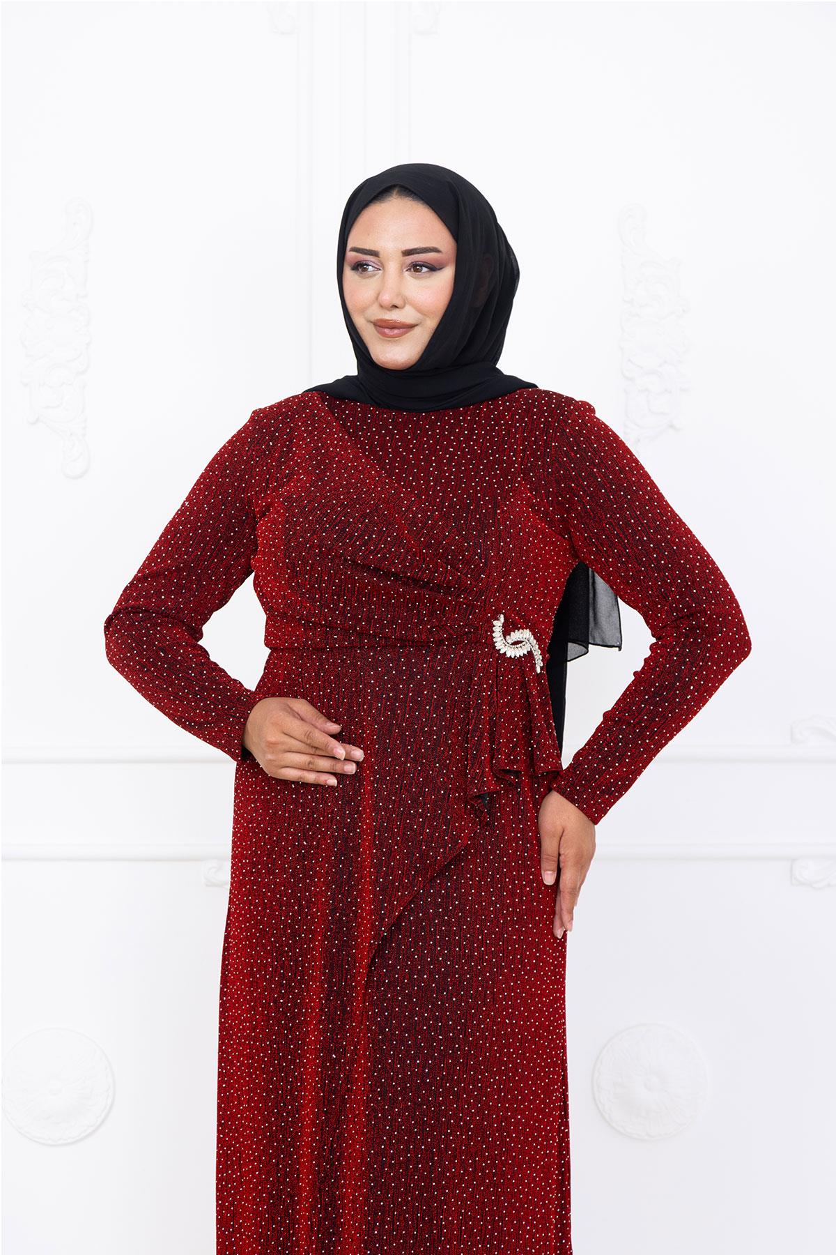 Roza Abiye Elbise Bordo