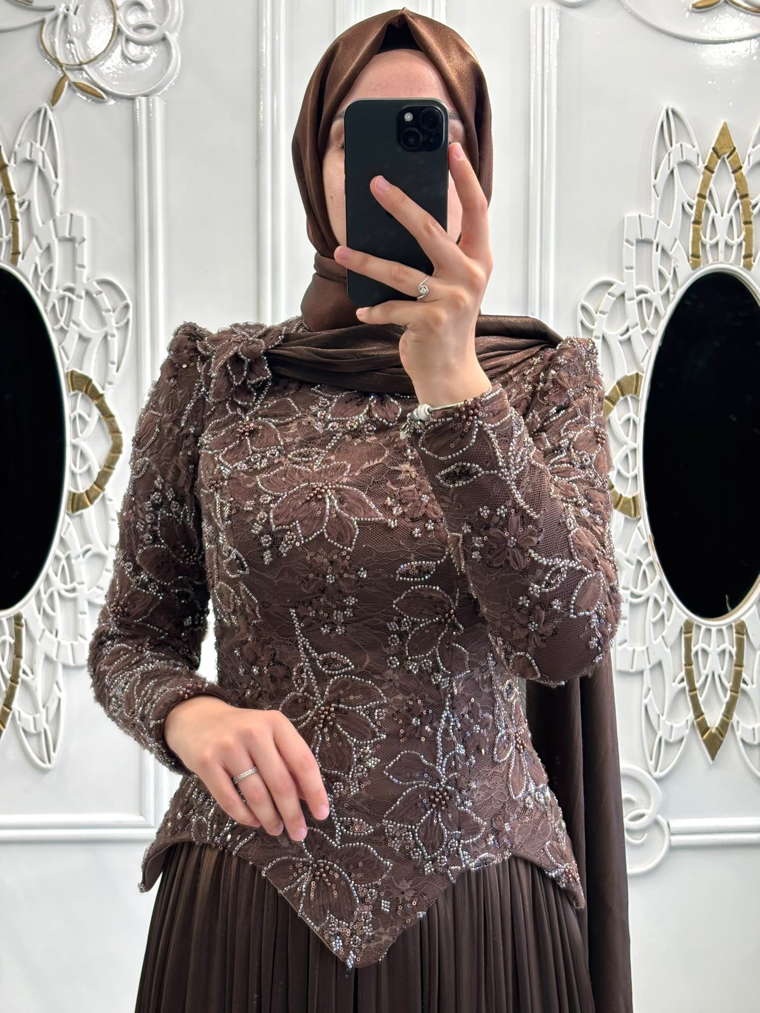 Salkım Abiye Kahverengi