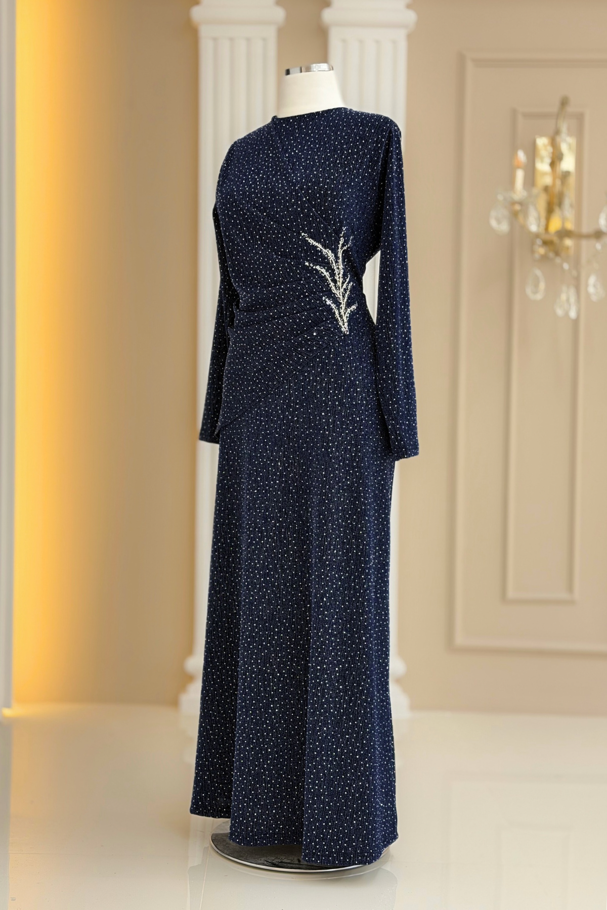 Simge Abiye Elbise Lacivert