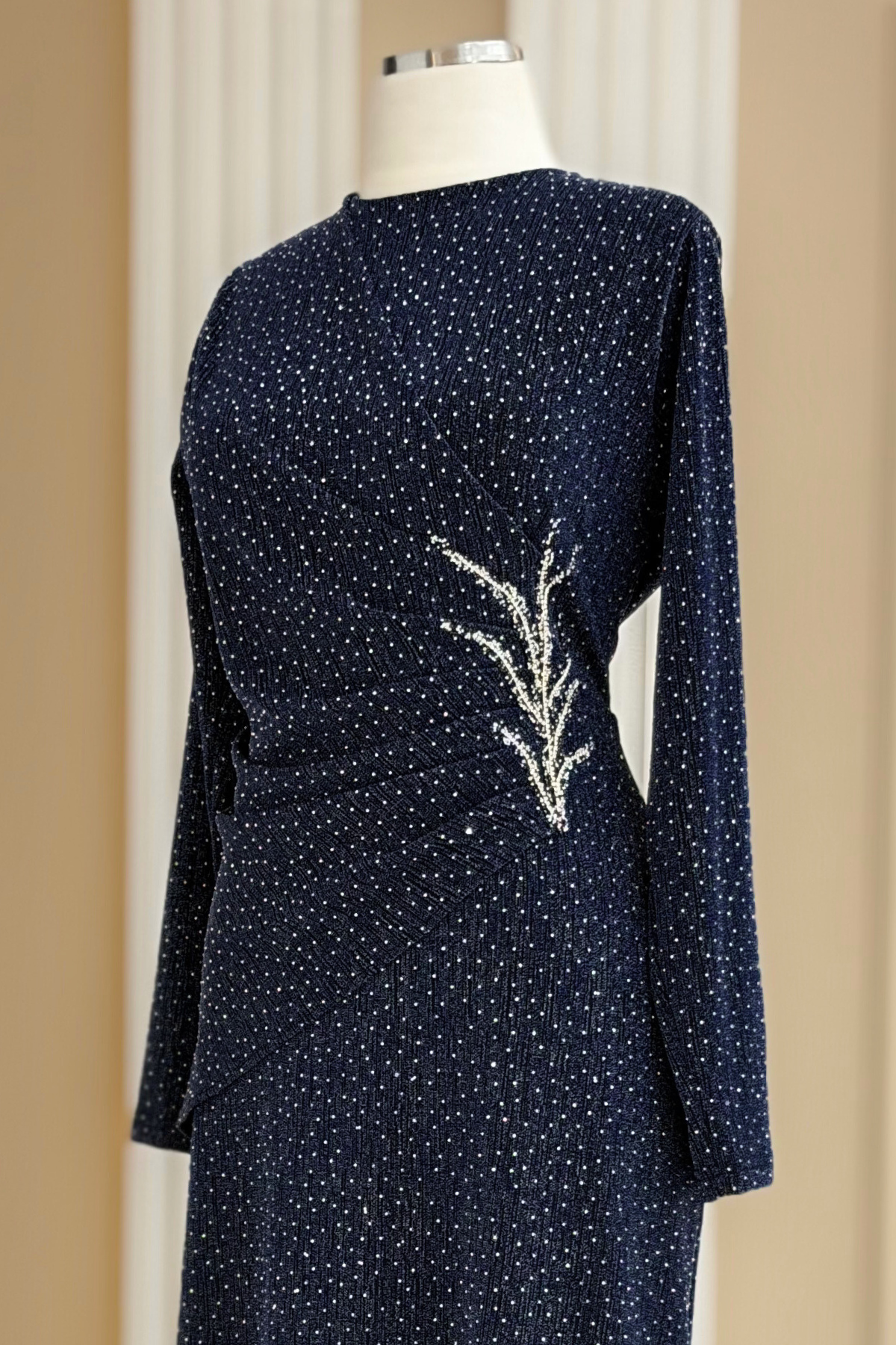 Simge Abiye Elbise Lacivert