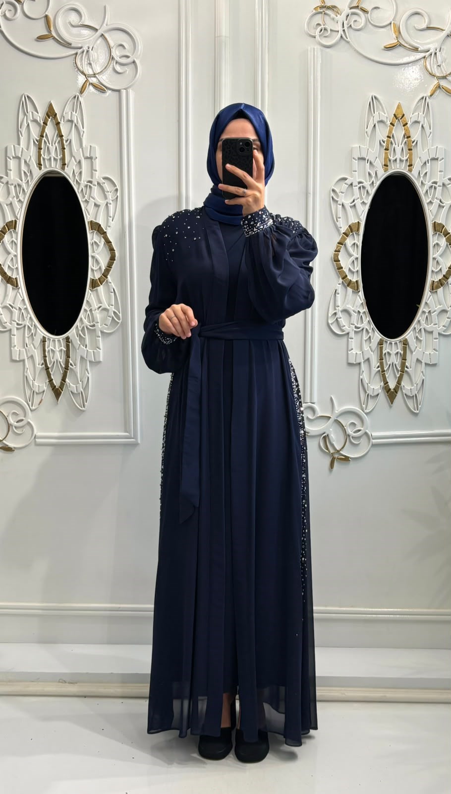 Yelda Abaya Lacivert
