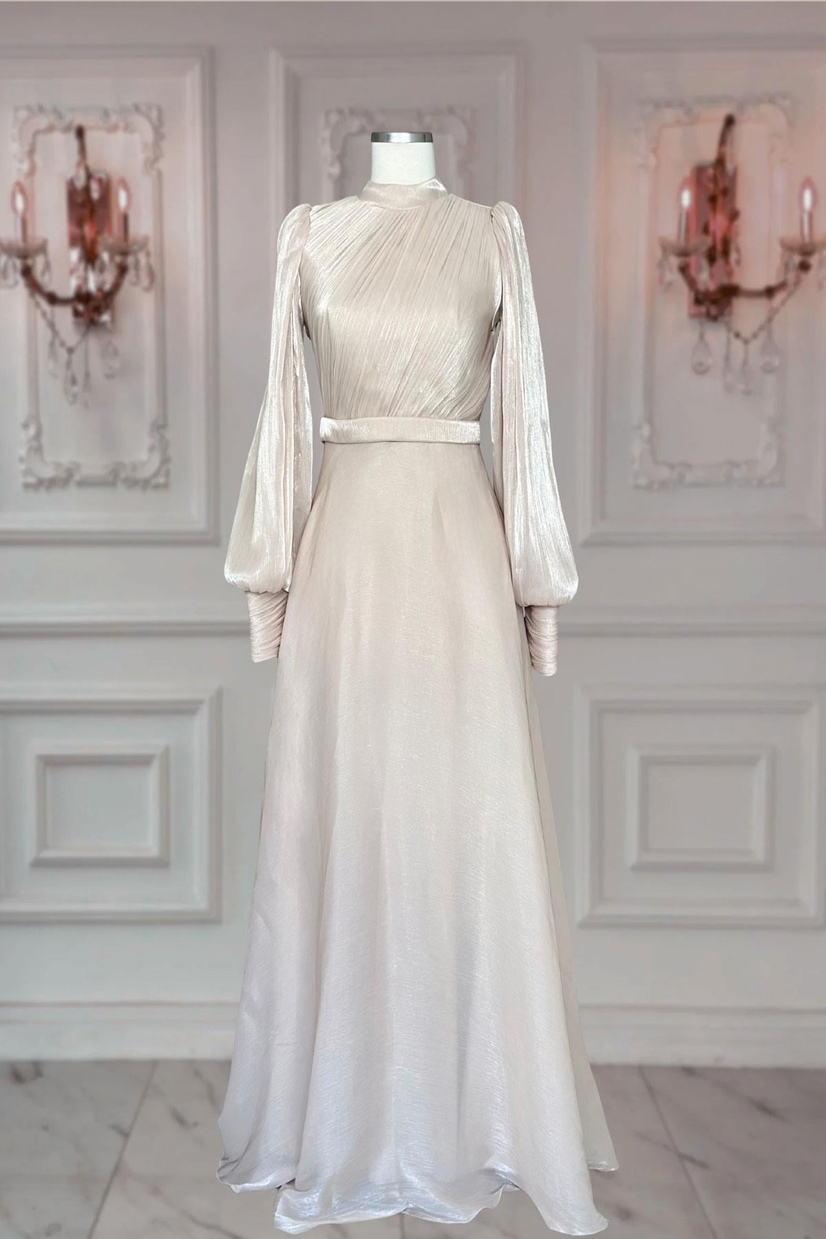 Zen Abiye Elbise Bej