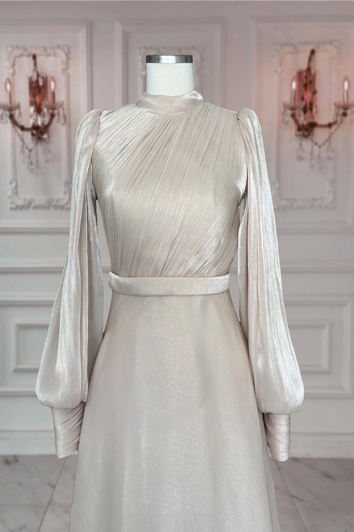 Zen Abiye Elbise Bej