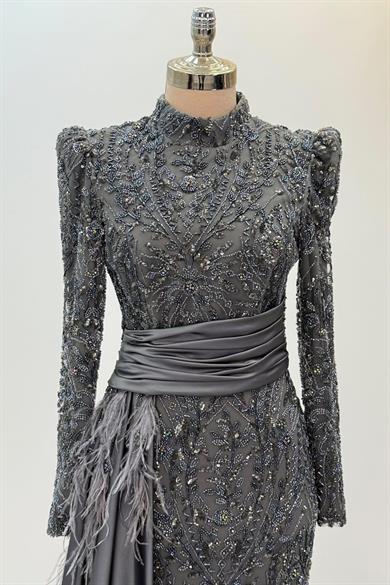 Alessa Tesettür Abiye Antrasit