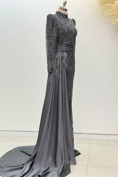 Alessa Tesettür Abiye Antrasit