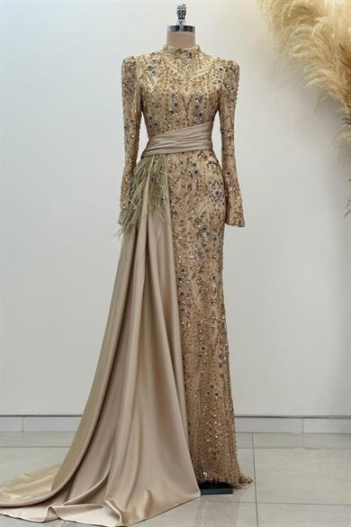 Alessa Tesettür Abiye Gold