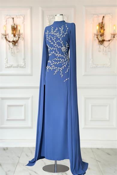 Alya Tesettür Abiye İndigo