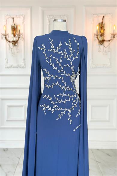 Alya Tesettür Abiye İndigo