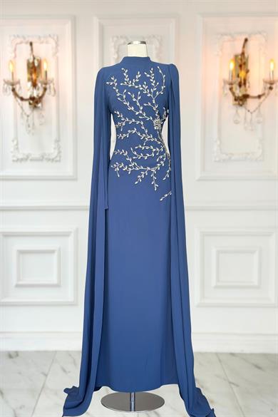 Alya Tesettür Abiye İndigo