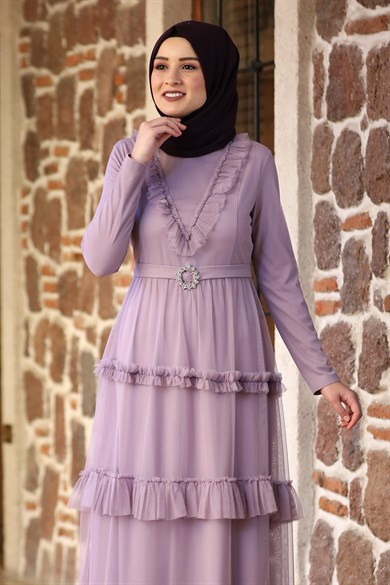 Amine Hüma  - Şenay Dress Lilac