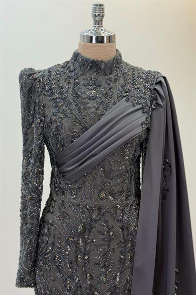 Anabel Tesettür Abiye Antrasit