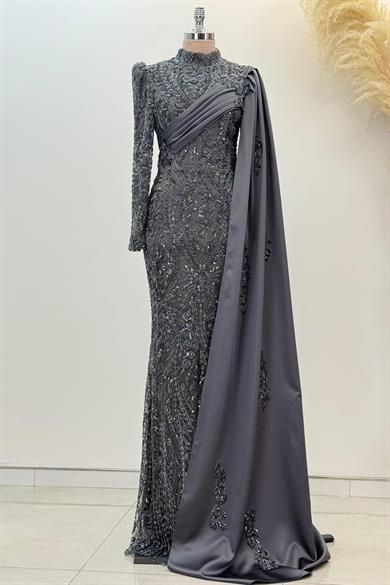 Anabel Tesettür Abiye Antrasit