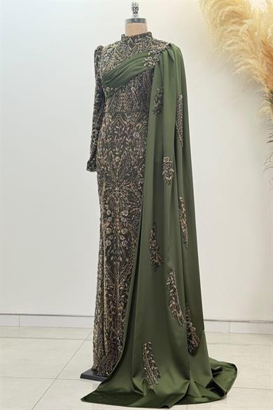 Anabel Tesettür Abiye Haki