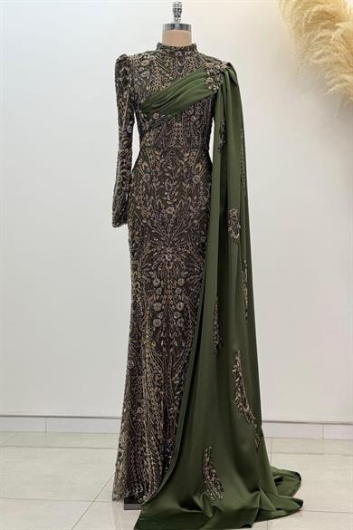 Anabel Tesettür Abiye Haki