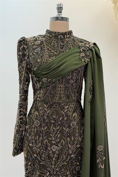 Anabel Tesettür Abiye Haki