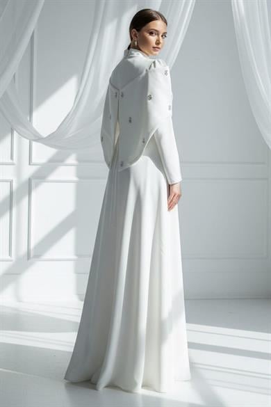 Aria Tesettür Abiye Beyaz