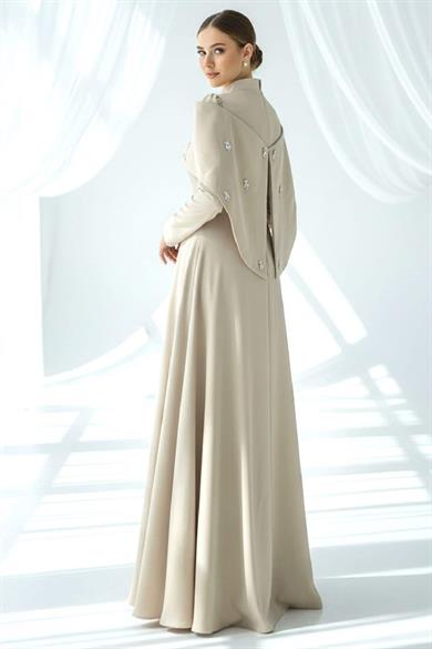 Aria Tesettür Abiye Krem