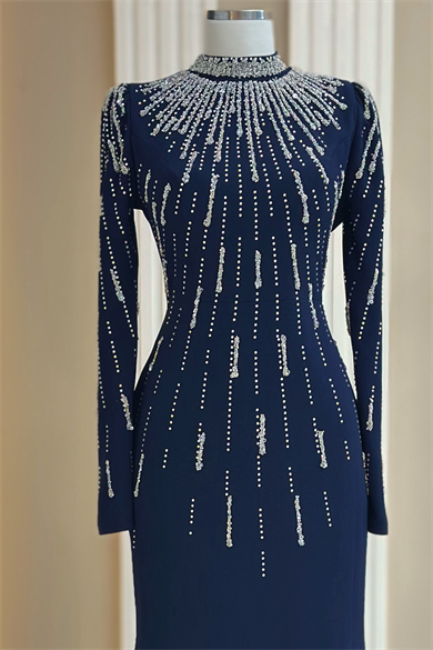 Ayla Abiye Elbise Lacivert