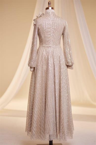 Bukle Tesettür Abiye Gold