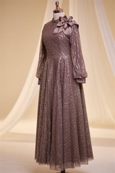 Bukle Tesettür Abiye Kahve