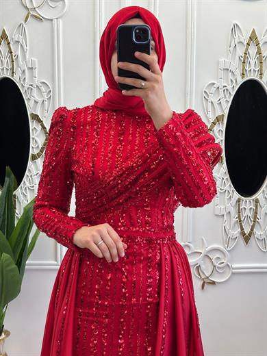 Elmas Abiye Kırmızı