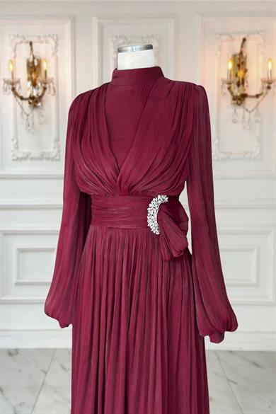 Feray Abiye Elbise Bordo