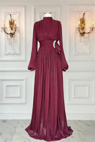 Feray Abiye Elbise Bordo