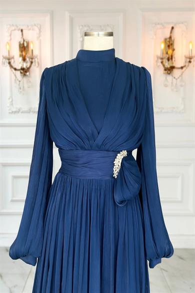 Feray Abiye Elbise Lacivert