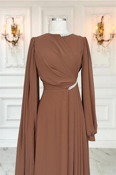 Feza Abiye Elbise Kahverengi